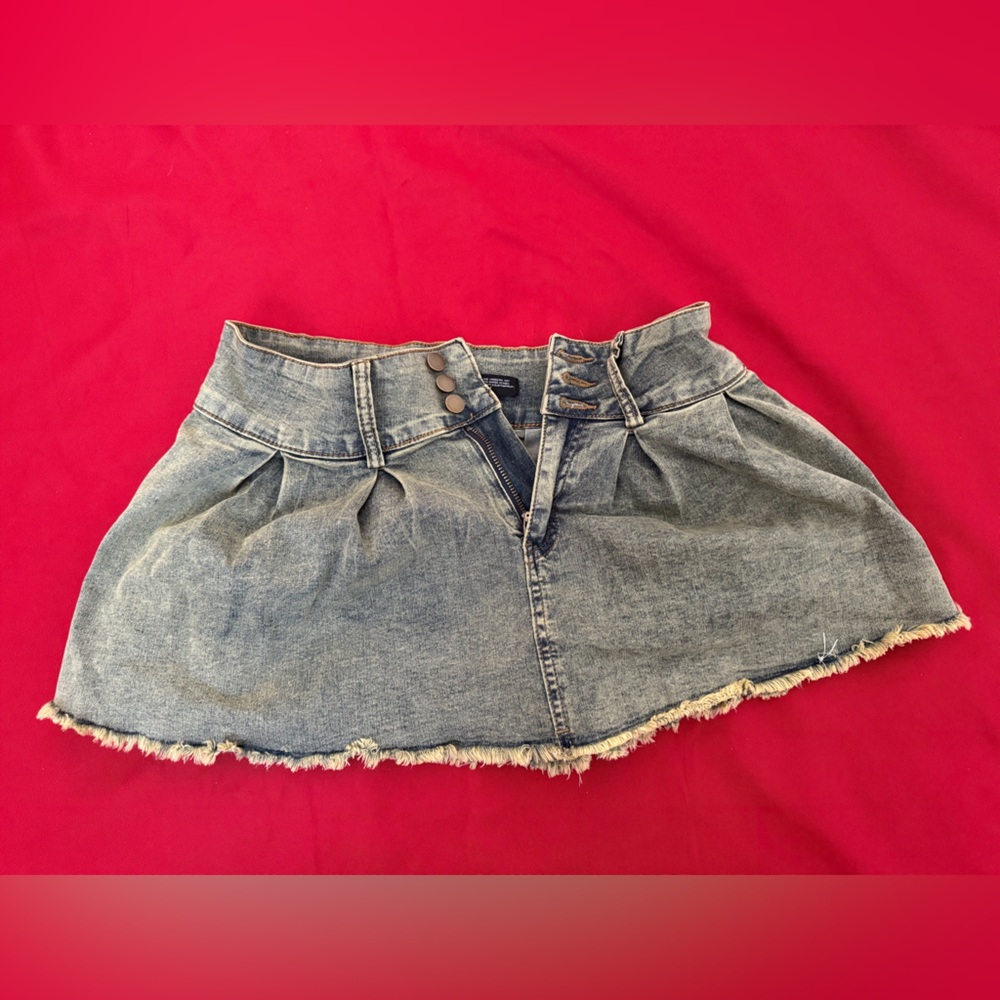 Frayed Denim Mini Skirt